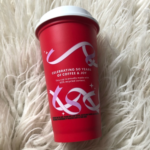 Starbucks Holiday 50th Anniversary Pink Ribbon Reusable Coffee Cup - Picture 6 of 6